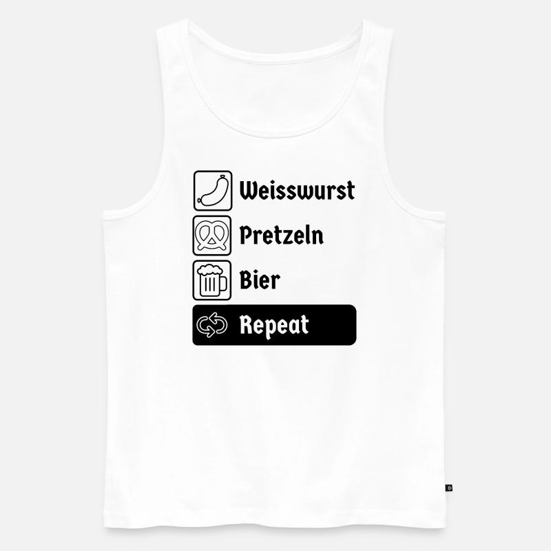 Weisswurst Pretzeln Bier Repeat - Männer Premium Bio Tank Top - Weiß