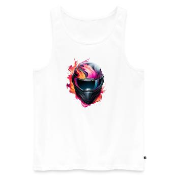 Burning Race Helmet - Männer Premium Bio Tank Top - Weiß - Vorne - Michal (187cm)