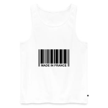 Made in france code barre - Débardeur bio Premium Homme - blanc - Devant - AI Model Male 178 light (178cm)