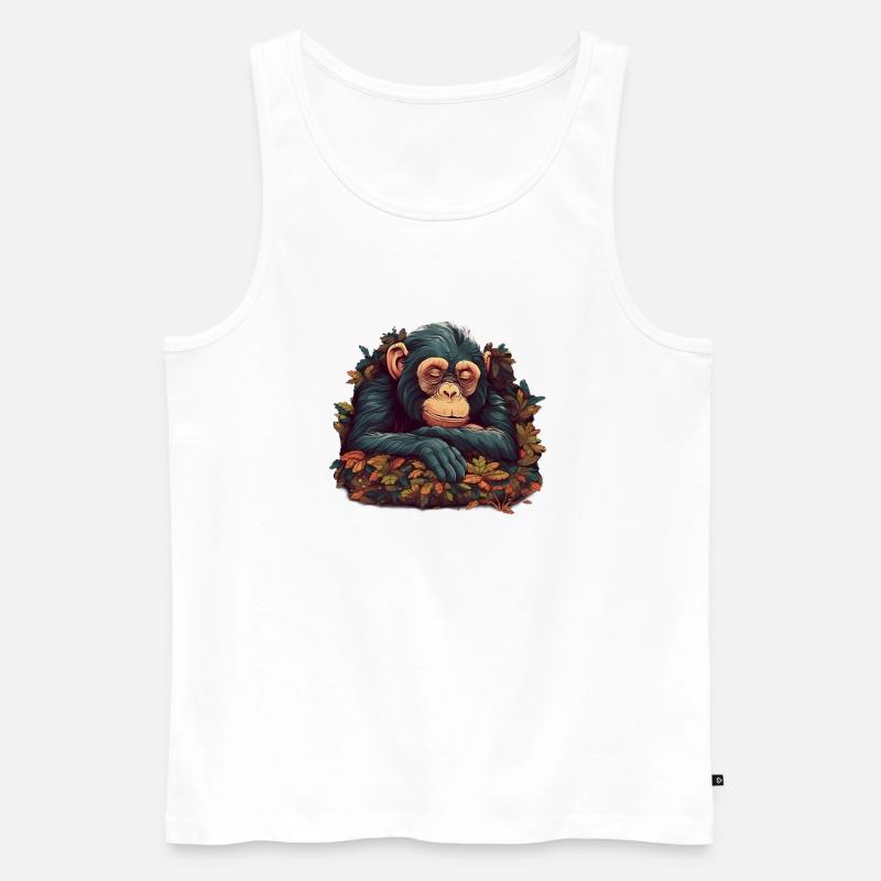 schlafender Schimpanse - Männer Premium Bio Tank Top - Weiß