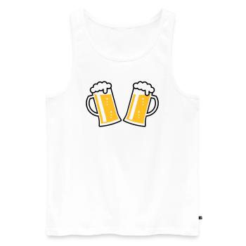 2 chopes à bière Prosten (bière / chope à bière / 2C) - Débardeur bio Premium Homme - blanc - Devant - AI Model Male 178 light (178cm)