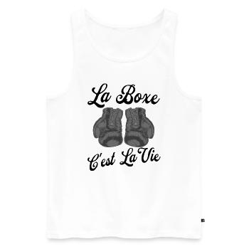 La boxe, c'est la vie.. - Débardeur bio Premium Homme - blanc - Devant - Michal (187cm)