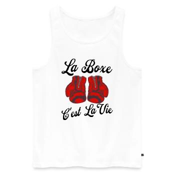 La boxe c'est la vie - Débardeur bio Premium Homme - blanc - Devant - Michal (187cm)