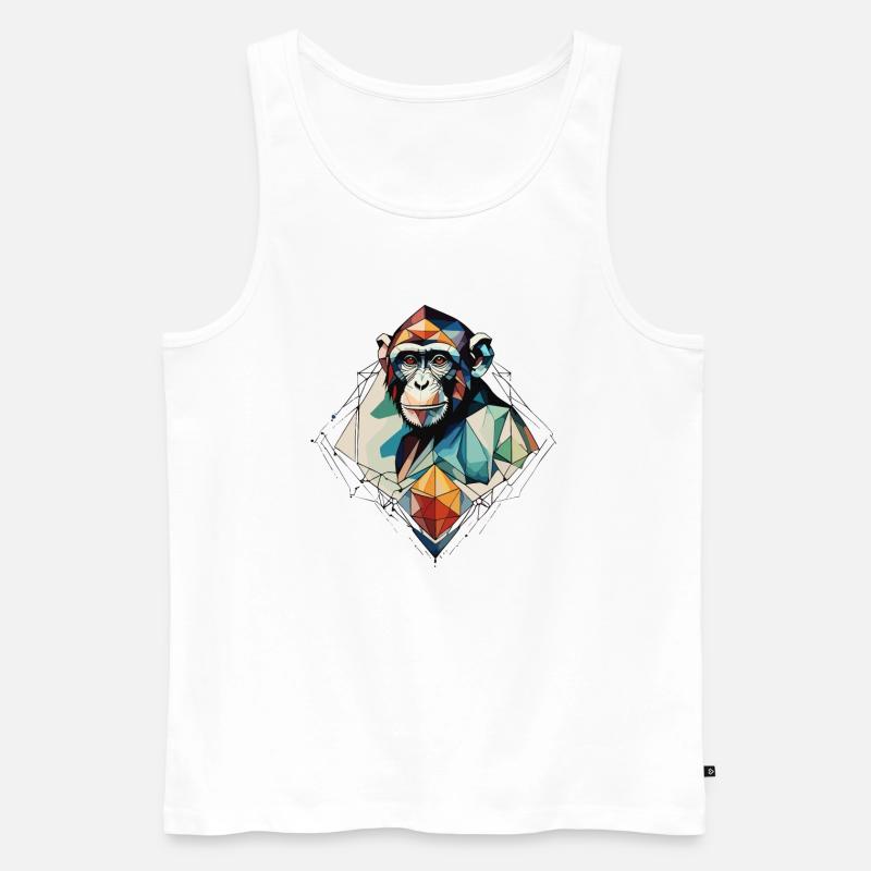 Lebensfroher Geometrieaffe - Männer Premium Bio Tank Top - Weiß