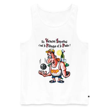 Pétanque VIP - Débardeur bio Premium Homme - blanc - Devant - Michal (187cm)