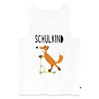 Endlich Schuldkind - Kleiner Fuchs mit Roller - Männer Premium Bio Tank Top - Weiß - Vorne - Michal (187cm)