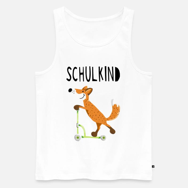 Endlich Schuldkind - Kleiner Fuchs mit Roller - Männer Premium Bio Tank Top - Weiß