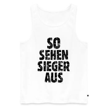 So sehen Sieger aus (Vintage/Schwarz) - Männer Premium Bio Tank Top - Weiß - Vorne - Michal (187cm)