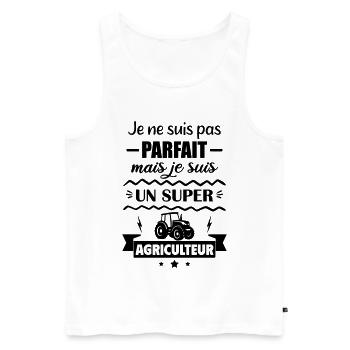 Pas parfait mais super agriculteur tracteur - Débardeur bio Premium Homme - blanc - Devant - Michal (187cm)