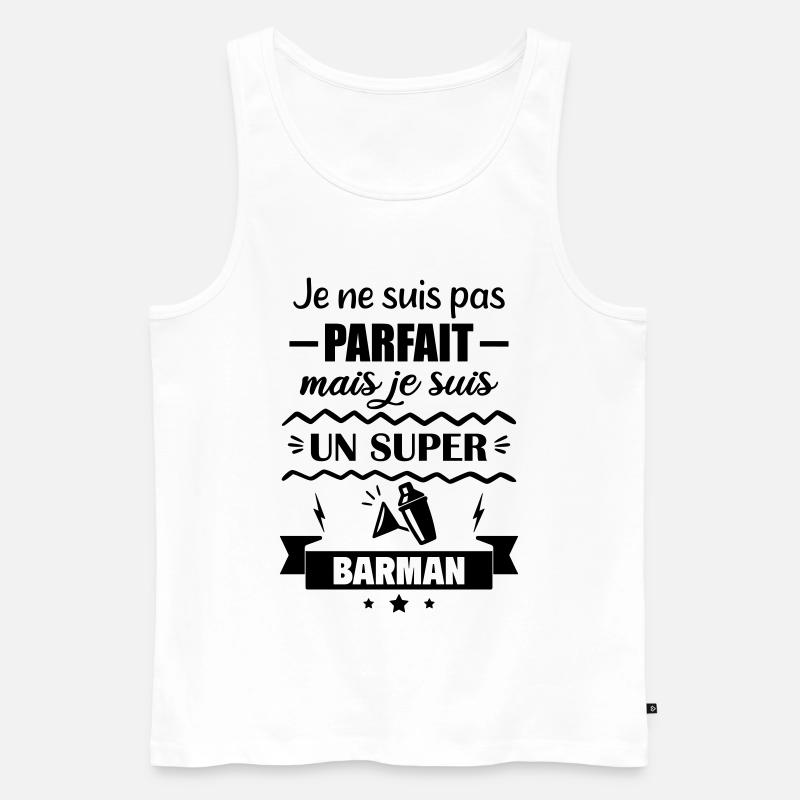Nicht perfekt, aber toller Barkeeper - Männer Premium Bio Tank Top - Weiß