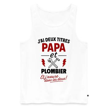 Dad and Plumber Christmas Father's Day Gift Idea - Men's Premium Organic Tank Top - white - Front - Michal (187cm)