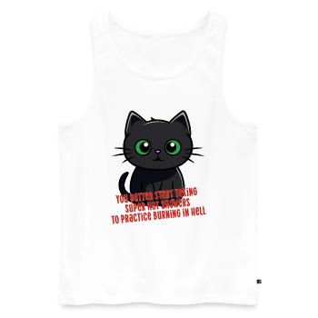 Cat funny hot showers burning hell Cat Saying - Men's Premium Organic Tank Top - white - Front - Michal (187cm)