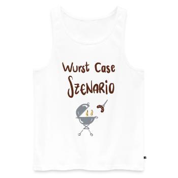 Wurst Case Szenario - Männer Premium Bio Tank Top - Weiß - Vorne - AI Model Male 178 light (178cm)