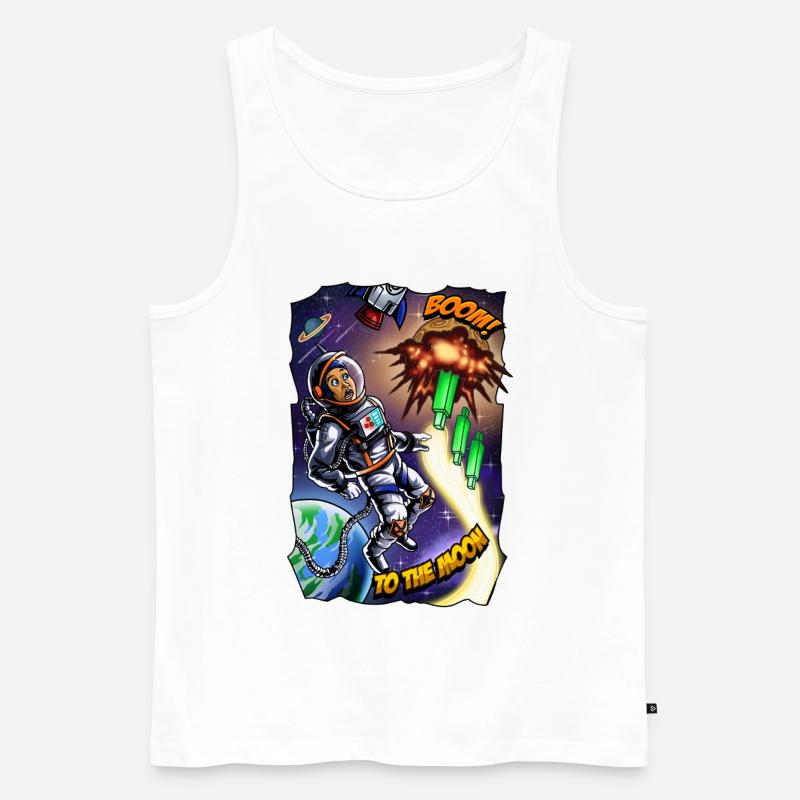 Mondabenteuer: Astronaut Comic - Männer Premium Bio Tank Top - Weiß