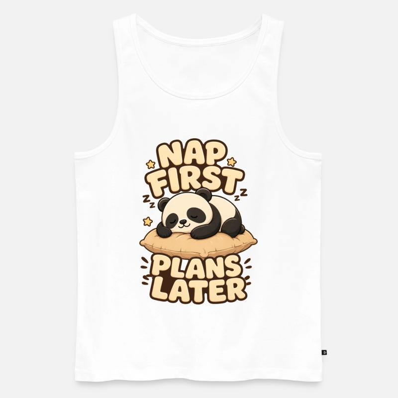 Nap First Plans Later Panda - Männer Premium Bio Tank Top - Weiß