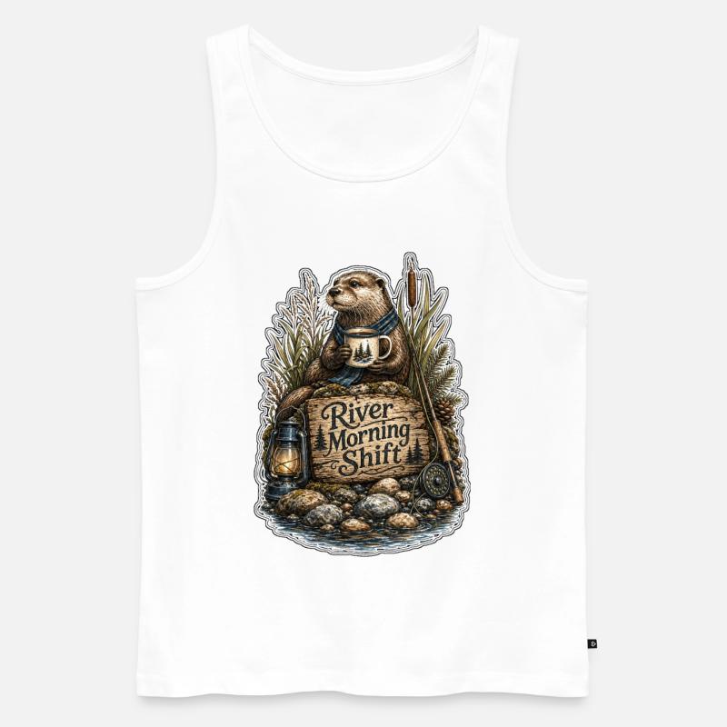 River Morning Shift Otter - Männer Premium Bio Tank Top - Weiß