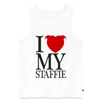 I Love My Staffie With Heart Head - 008b - Men's Premium Organic Tank Top - white - Front - Michal (187cm)