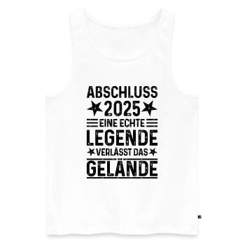 Abschluss 2025 Eine Legende verlässt das Gelände - Männer Premium Bio Tank Top - Weiß - Vorne - Michal (187cm)