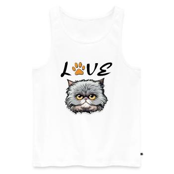 CAT HUMOR DRÖLES GIFT KITTEN LOVE CATS CAT - Men's Premium Organic Tank Top - white - Front - AI Model Male 178 light (178cm)