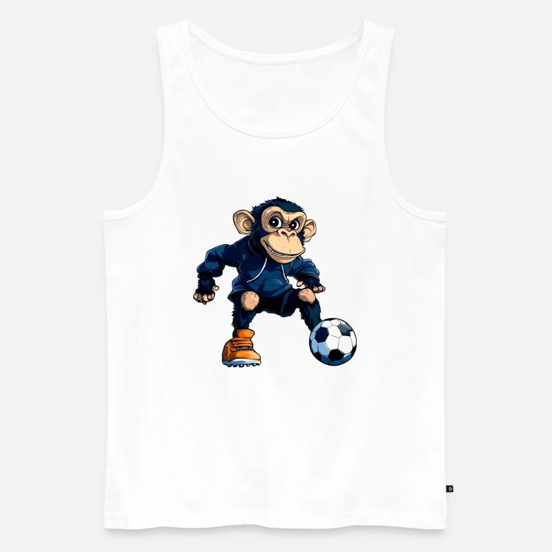 Fussball Schimpanse - Männer Premium Bio Tank Top - Weiß