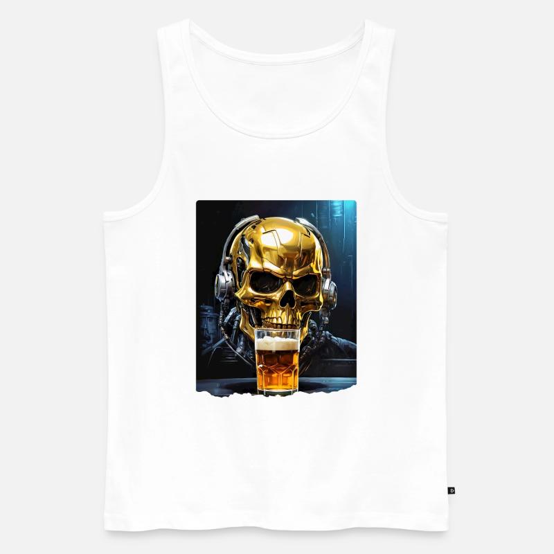 Bier Skull 0.1 - Männer Premium Bio Tank Top - Weiß