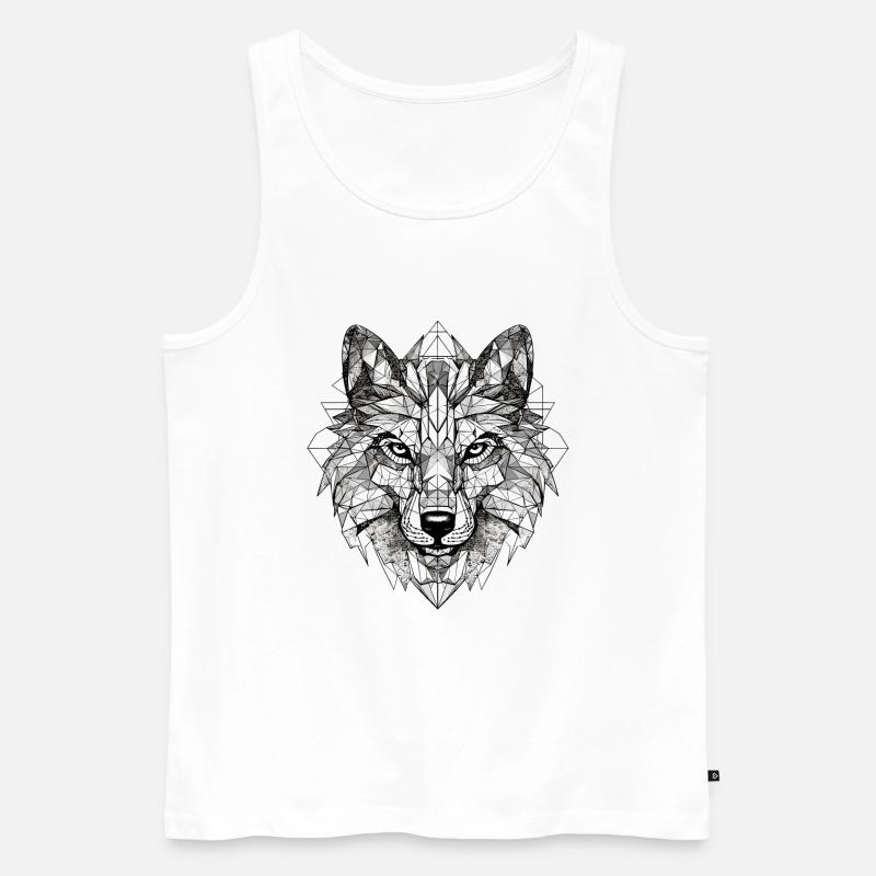 Wolf Geometrisch - Männer Premium Bio Tank Top - Weiß