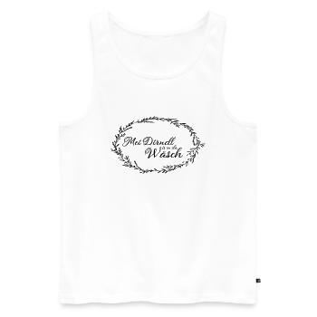 Mei Dirndl is in da Waesch mit - Männer Premium Bio Tank Top - Weiß - Vorne - AI Model Male 178 light (178cm)