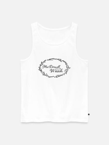 Mei Dirndl is in da Waesch mit - Männer Premium Bio Tank Top - Weiß