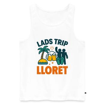 Lads Trip Lloret Partyshirt - Männer Premium Bio Tank Top - Weiß - Vorne - AI Model Male 178 light (178cm)