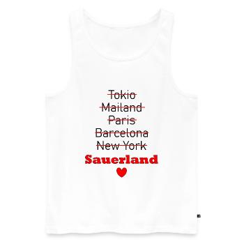 Sauerland Heimatliebe - Männer Premium Bio Tank Top - Weiß - Vorne - AI Model Male 178 light (178cm)