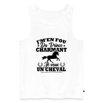 J'm'en fou du prince charmant je veux un cheval - Débardeur bio Premium Homme - blanc - Devant - Michal (187cm)