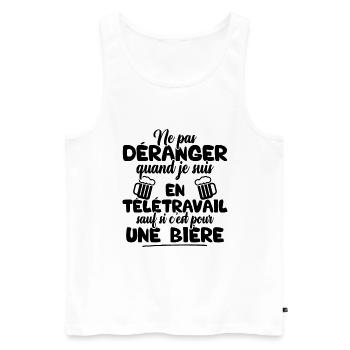 Ne pas déranger quand je suis en télétravail - Débardeur bio Premium Homme - blanc - Devant - AI Model Male 178 light (178cm)