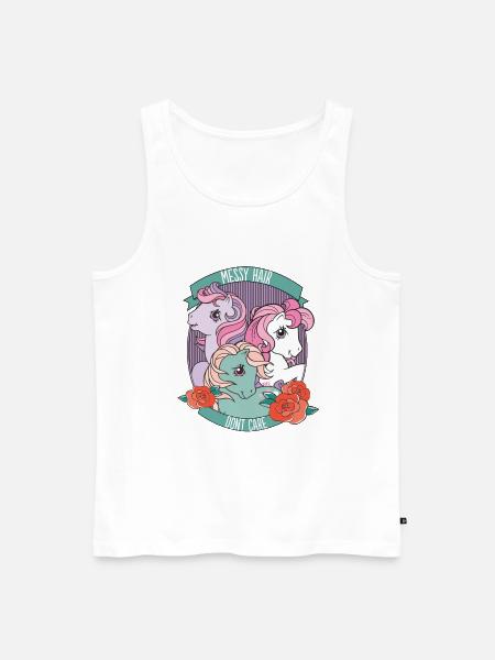 My Little Pony Retro Messy Hair Don't Care - Men's Premium Organic Tank Top - white