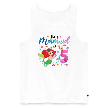 This Mermaid is 5 Mädchen Gebutrstag Meerjungfrau - Männer Premium Bio Tank Top - Weiß - Vorne - AI Model Male 178 light (178cm)