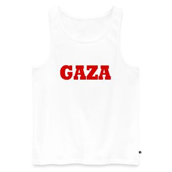 Gaza - Männer Premium Bio Tank Top - Weiß - Vorne - AI Model Male 178 light (178cm)