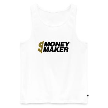 Money maker - Men's Premium Organic Tank Top - white - Front - AI Model Male 178 light (178cm)