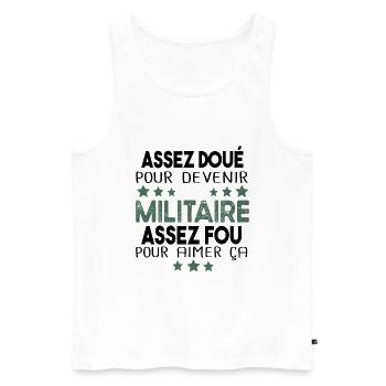 Militaire Armée Régiment Soldat Humour Cadeau - Débardeur bio Premium Homme - blanc - Devant - Michal (187cm)