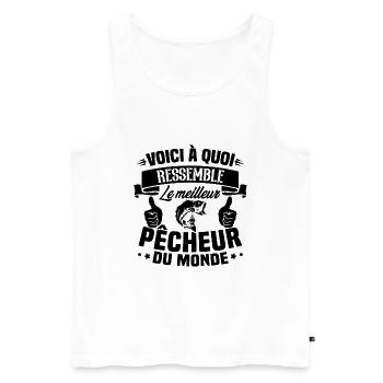 Le meilleur pêcheur du monde Cadeau pêcheur - Débardeur bio Premium Homme - blanc - Devant - Michal (187cm)