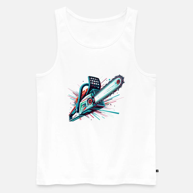 Vector Polygon Chainsaw - Men's Premium Organic Tank Top - white