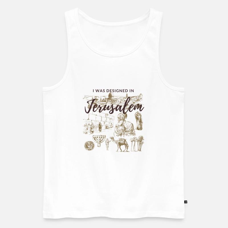 Designed in Jerusalem - Männer Premium Bio Tank Top - Weiß