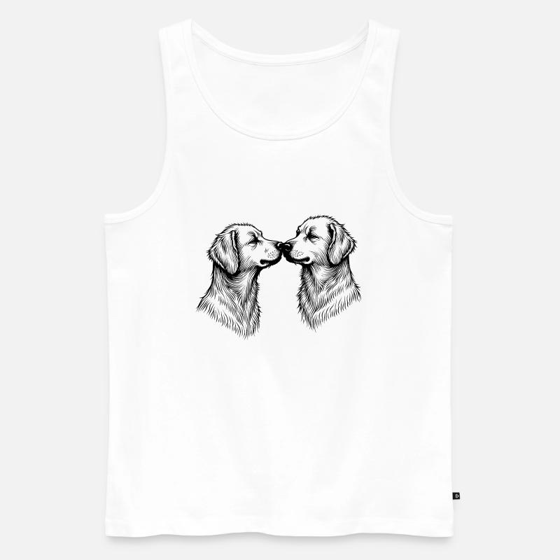 Zwei verliebte Hunde – Romantisches Hundepaar - Männer Premium Bio Tank Top - Weiß