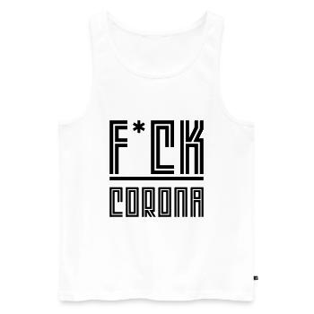 Fuck Corona - Men's Premium Organic Tank Top - white - Front - AI Model Male 178 light (178cm)