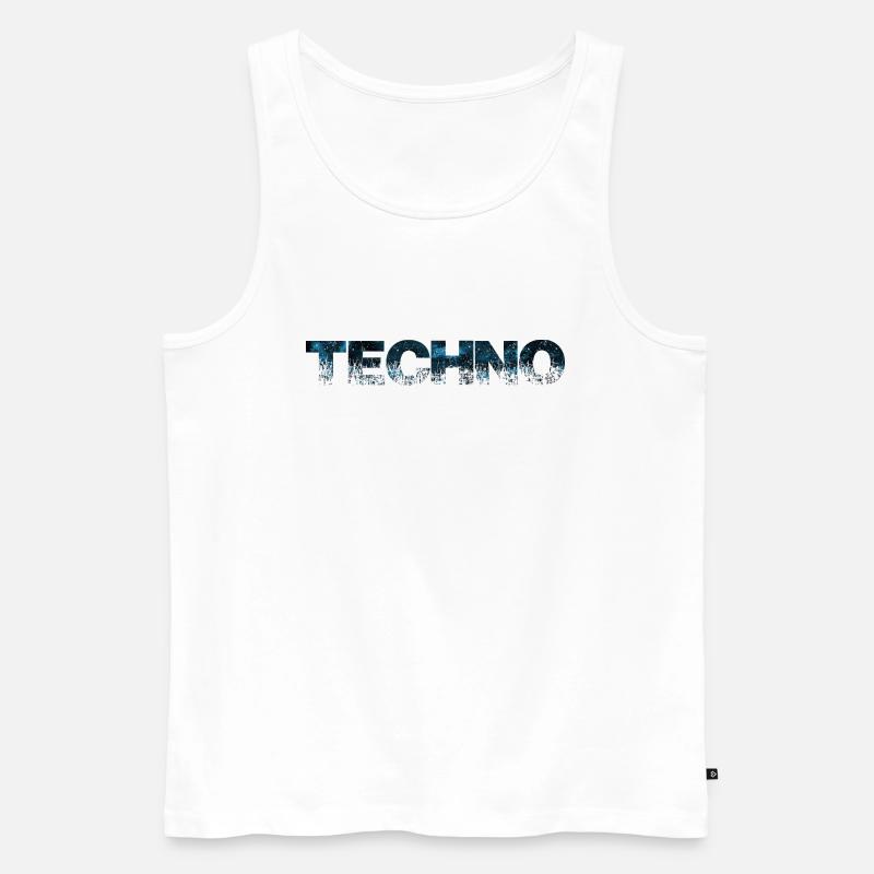 Techno Music | Rough Distressed Design - Männer Premium Bio Tank Top - Weiß
