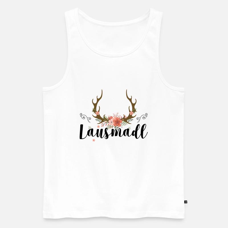 Lausmadl | Trachten Mode Dirndl - Männer Premium Bio Tank Top - Weiß