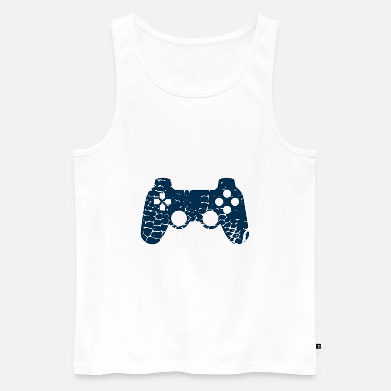 Controller Gaming - Männer Premium Bio Tank Top - Weiß