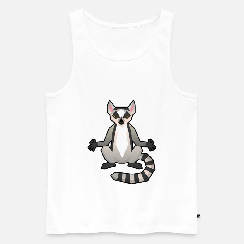 Lemur Meditation - Männer Premium Bio Tank Top - Weiß