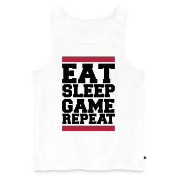 eat sleep game repeat - Männer Premium Bio Tank Top - Weiß - Vorne - Michal (187cm)