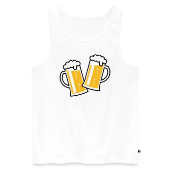 2 chopes à bière Toast (bière / chope à bière / 2C) - Débardeur bio Premium Homme - blanc - Devant - AI Model Male 178 light (178cm)
