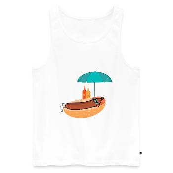Bratwurst on the beach - Men's Premium Organic Tank Top - white - Front - AI Model Male 178 light (178cm)