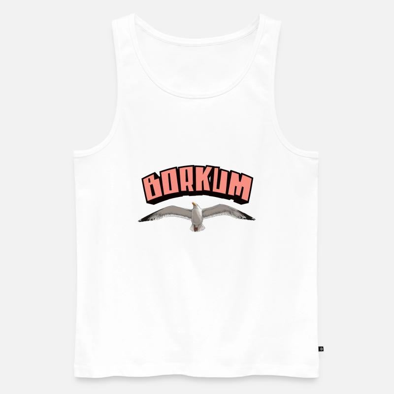 Borkum Möwe - Männer Premium Bio Tank Top - Weiß